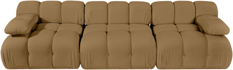 Camden Saddle Velvet Performance Fabric Upholstered Sofa, 3-Piece (Style 2)