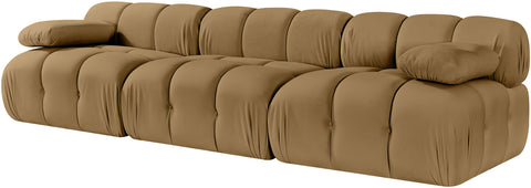 Camden Saddle Velvet Performance Fabric Upholstered Sofa, 3-Piece (Style 2)