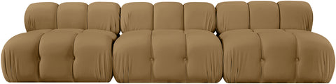 Camden Saddle Velvet Performance Fabric Upholstered Sofa, 3-Piece (Style 2)