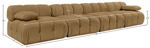 Camden Saddle Velvet Performance Fabric Upholstered Sofa, 4-Piece (Style 2)