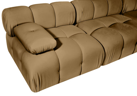 Camden Saddle Velvet Performance Fabric Upholstered Sofa, 4-Piece (Style 2)