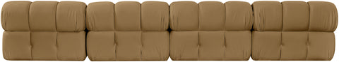 Camden Saddle Velvet Performance Fabric Upholstered Sofa, 4-Piece (Style 2)