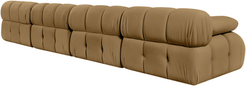 Camden Saddle Velvet Performance Fabric Upholstered Sofa, 4-Piece (Style 2)