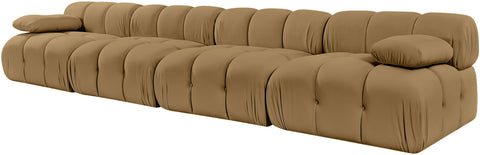 Camden Saddle Velvet Performance Fabric Upholstered Sofa, 4-Piece (Style 2)