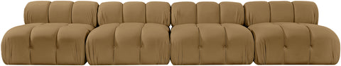 Camden Saddle Velvet Performance Fabric Upholstered Sofa, 4-Piece (Style 2)