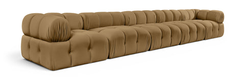 Camden Saddle Velvet Performance Fabric Upholstered Sofa, 5-Piece
