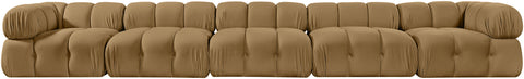 Camden Saddle Velvet Performance Fabric Upholstered Sofa, 5-Piece
