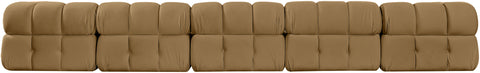 Camden Saddle Velvet Performance Fabric Upholstered Sofa, 5-Piece