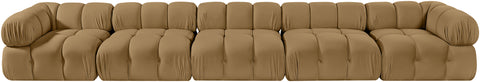 Camden Saddle Velvet Performance Fabric Upholstered Sofa, 5-Piece