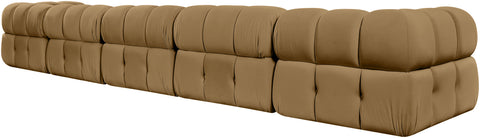 Camden Saddle Velvet Performance Fabric Upholstered Sofa, 5-Piece