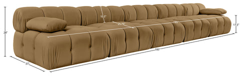 Camden Saddle Velvet Performance Fabric Upholstered Sofa, 5-Piece (Style 2)