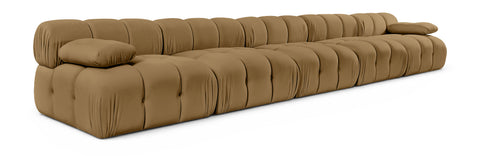 Camden Saddle Velvet Performance Fabric Upholstered Sofa, 5-Piece (Style 2)