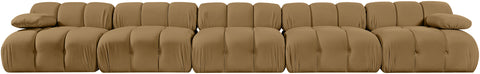 Camden Saddle Velvet Performance Fabric Upholstered Sofa, 5-Piece (Style 2)