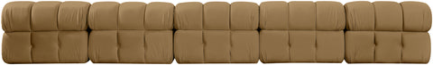 Camden Saddle Velvet Performance Fabric Upholstered Sofa, 5-Piece (Style 2)