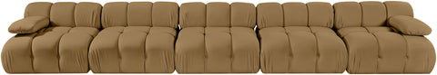 Camden Saddle Velvet Performance Fabric Upholstered Sofa, 5-Piece (Style 2)