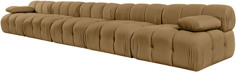 Camden Saddle Velvet Performance Fabric Upholstered Sofa, 5-Piece (Style 2)