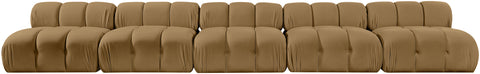 Camden Saddle Velvet Performance Fabric Upholstered Sofa, 5-Piece (Style 2)