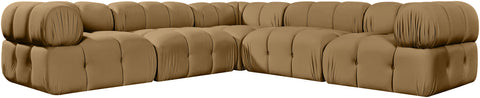 Camden Saddle Velvet Performance Fabric Upholstered Sectional, 5-Piece (Style 3)