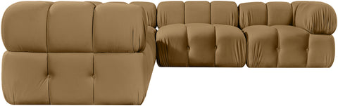 Camden Saddle Velvet Performance Fabric Upholstered Sectional, 5-Piece (Style 3)