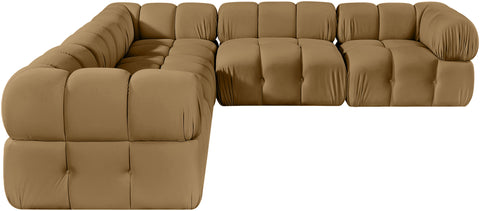 Camden Saddle Velvet Performance Fabric Upholstered Sectional, 5-Piece (Style 3)