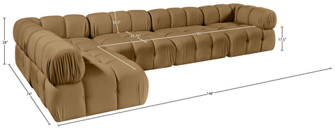 Camden Saddle Velvet Performance Fabric Upholstered Sectional, 5-Piece (Style 4)