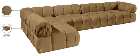 Camden Saddle Velvet Performance Fabric Upholstered Sectional, 5-Piece (Style 4)