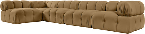 Camden Saddle Velvet Performance Fabric Upholstered Sectional, 5-Piece (Style 4)
