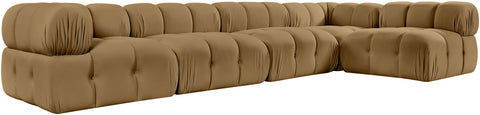 Camden Saddle Velvet Performance Fabric Upholstered Sectional, 5-Piece (Style 4)