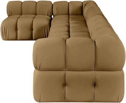 Camden Saddle Velvet Performance Fabric Upholstered Sectional, 5-Piece (Style 4)
