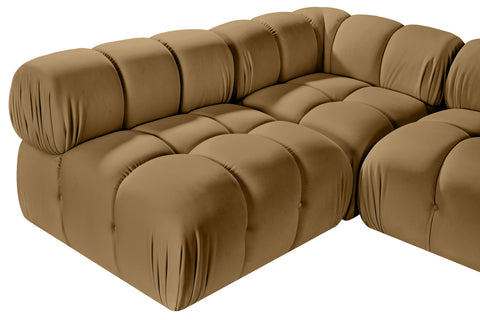 Camden Saddle Velvet Performance Fabric Upholstered Sectional, 5-Piece (Style 4)