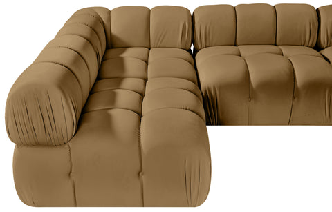 Camden Saddle Velvet Performance Fabric Upholstered Sectional, 5-Piece (Style 4)