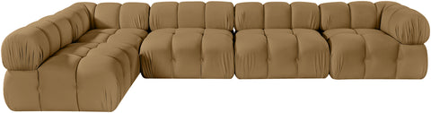 Camden Saddle Velvet Performance Fabric Upholstered Sectional, 5-Piece (Style 4)