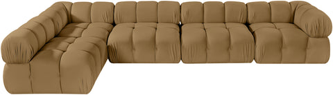 Camden Saddle Velvet Performance Fabric Upholstered Sectional, 5-Piece (Style 4)