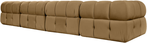 Camden Saddle Velvet Performance Fabric Upholstered Sectional, 5-Piece (Style 4)
