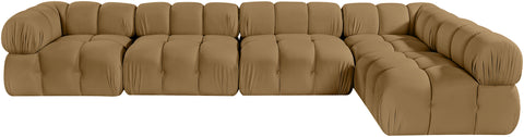 Camden Saddle Velvet Performance Fabric Upholstered Sectional, 5-Piece (Style 4)