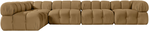 Camden Saddle Velvet Performance Fabric Upholstered Sectional, 5-Piece (Style 4)