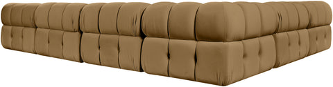 Camden Saddle Velvet Performance Fabric Upholstered Sectional, 6-Piece