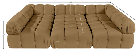 Camden Saddle Velvet Performance Fabric Upholstered Sectional, 6-Piece (Style 8)