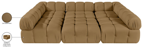 Camden Saddle Velvet Performance Fabric Upholstered Sectional, 6-Piece (Style 8)