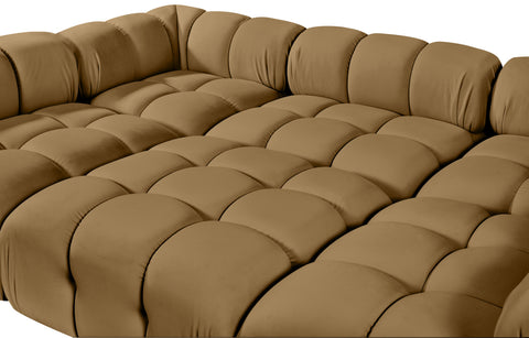 Camden Saddle Velvet Performance Fabric Upholstered Sectional, 6-Piece (Style 8)
