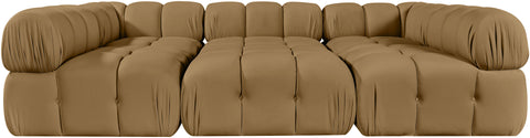 Camden Saddle Velvet Performance Fabric Upholstered Sectional, 6-Piece (Style 8)