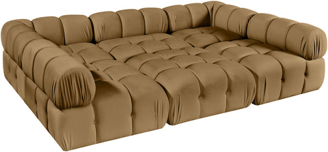 Camden Saddle Velvet Performance Fabric Upholstered Sectional, 6-Piece (Style 8)