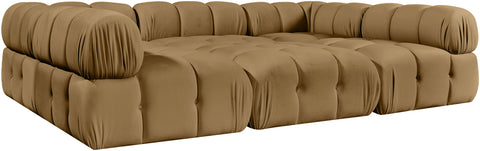 Camden Saddle Velvet Performance Fabric Upholstered Sectional, 6-Piece (Style 8)