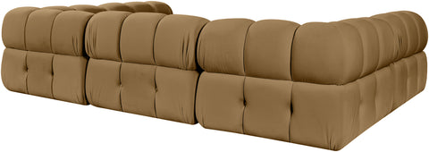 Camden Saddle Velvet Performance Fabric Upholstered Sectional, 6-Piece (Style 8)