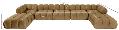 Camden Saddle Velvet Performance Fabric Upholstered Sectional, 7-Piece (Style 3)