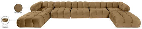 Camden Saddle Velvet Performance Fabric Upholstered Sectional, 7-Piece (Style 3)