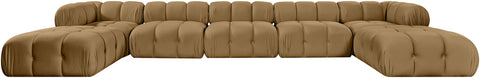 Camden Saddle Velvet Performance Fabric Upholstered Sectional, 7-Piece (Style 3)