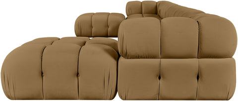 Camden Saddle Velvet Performance Fabric Upholstered Sectional, 7-Piece (Style 3)