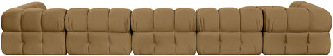 Camden Saddle Velvet Performance Fabric Upholstered Sectional, 7-Piece (Style 3)