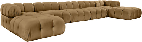Camden Saddle Velvet Performance Fabric Upholstered Sectional, 7-Piece (Style 3)